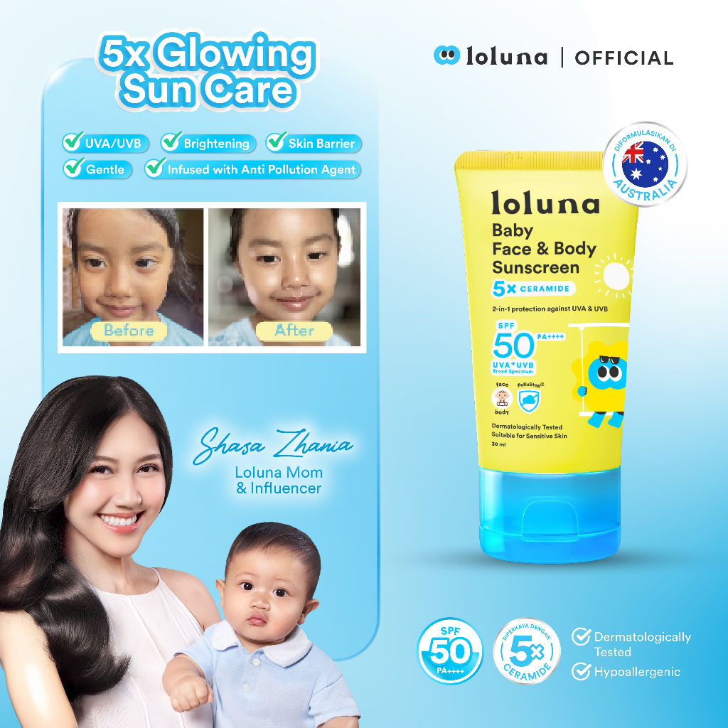 [PRE ORDER] [SPECIAL PRICE] LOLUNA Baby Face & Body Sunscreen 30ml - SPF 50+ PA++++/ 5x Ceramide /Ni
