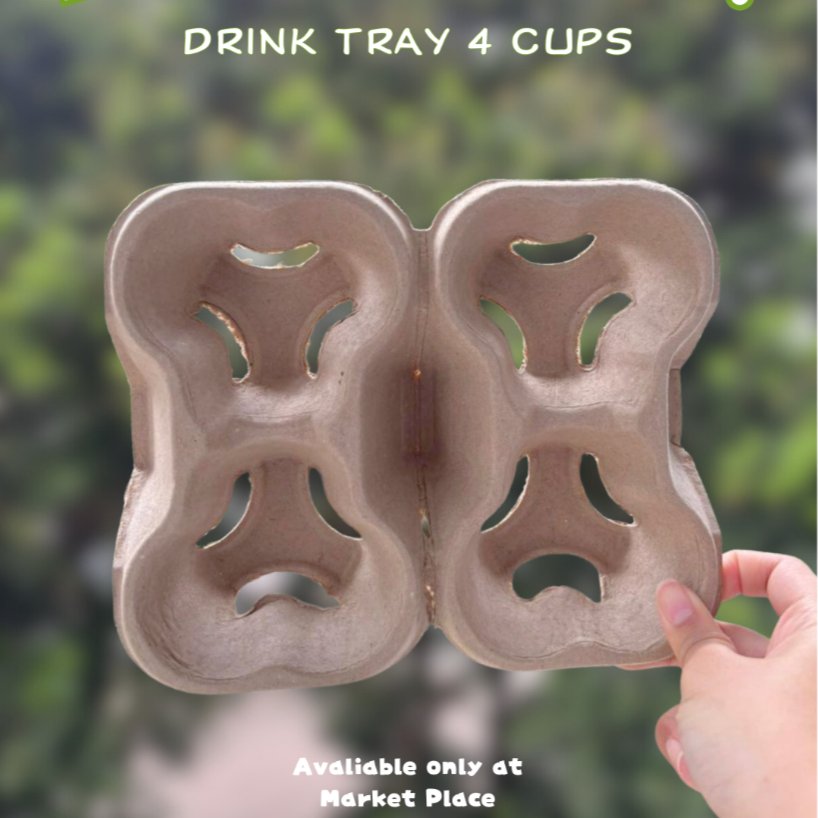 25PCS / 100PCS  - DRINK TRAY 4 CUPS - TATAKAN GELAS KERTAS PAPER CUP HOLDER