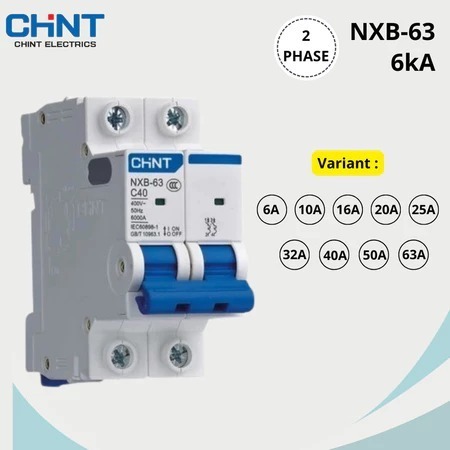 MCB CHINT NXB-63 2PHASE / MCB 2PHASE CHINT 6A 10A 16A 20A 25A 32A