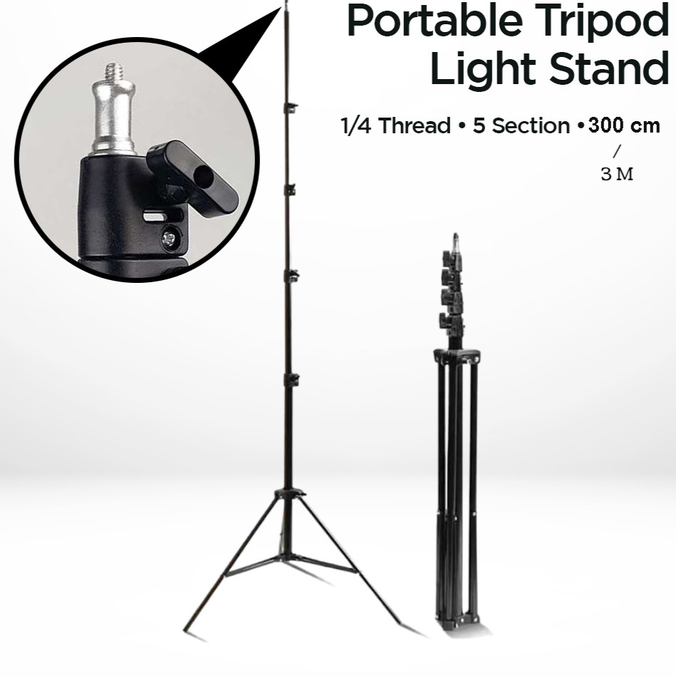 Tripod Light Stand Studio Foto Tinggi Max 3 Meter Tripod Stand Lampu LED Kamera
