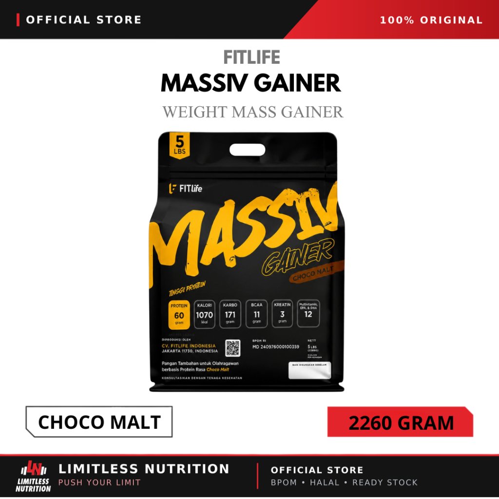 Fitlife Massiv Gainer Mass Gainer 5lbs Susu Penambah berat badan original weight mass gainer