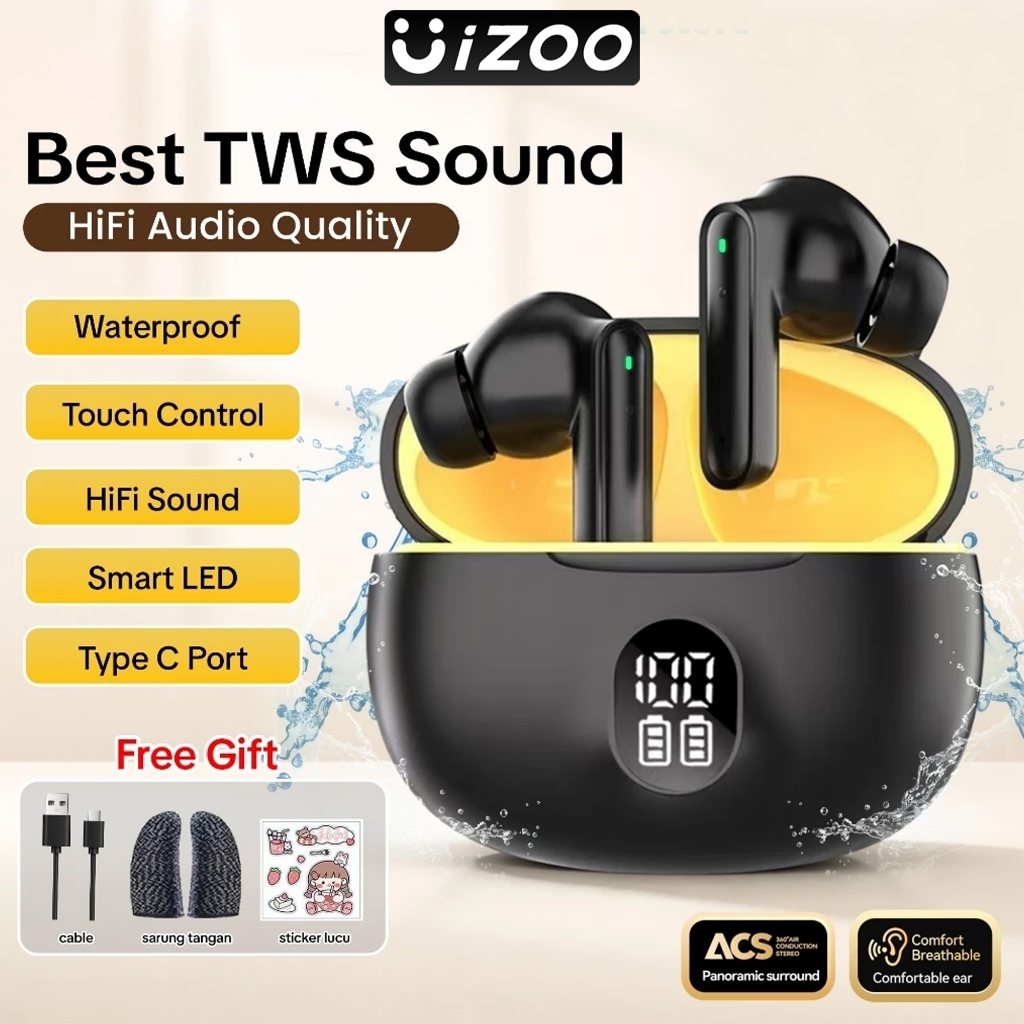 UiZOO ENC TWS Headset Bluetooth 5.4 Low latency Eaphone Long battery life BASS HiFi Stereo Bass Earb