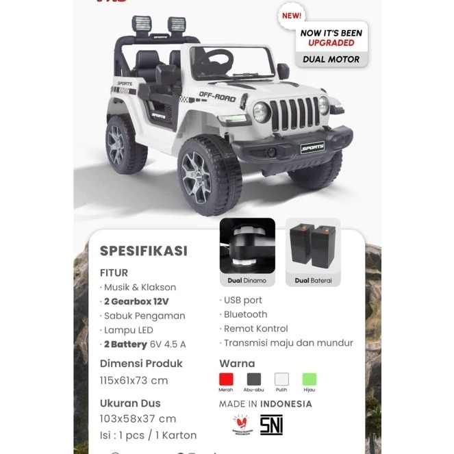 BONUS BUKU Mobil aki anak remote jeep PMB M-8288 MOBILAN AKI JEEP EXOTIC MOBIL JEEP RUBICON OFFROAD