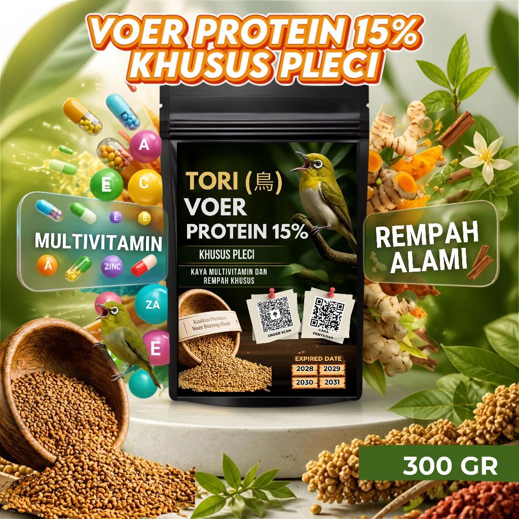 MAKANAN BURUNG PLECI | VOER BURUNG PLECI | VOER HARIAN | VOER NUTRISI KOMPLIT | VOER PROTEIN 15% ( K