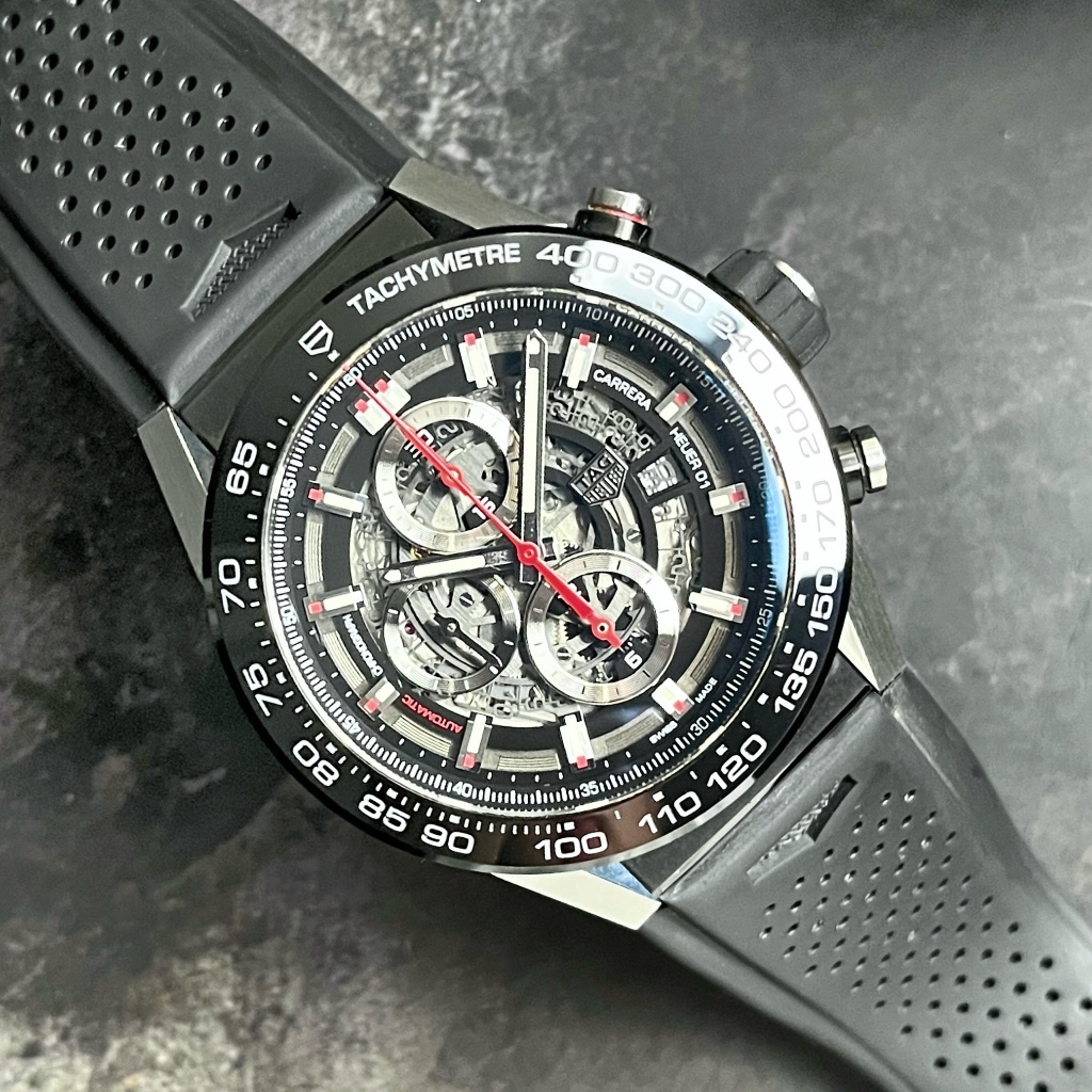 Tag Heuer Carrera Skeleton Heuer 01 CAR2A1Z.FT6044 Rubber Strap 45 mm 100% ORIGINAL