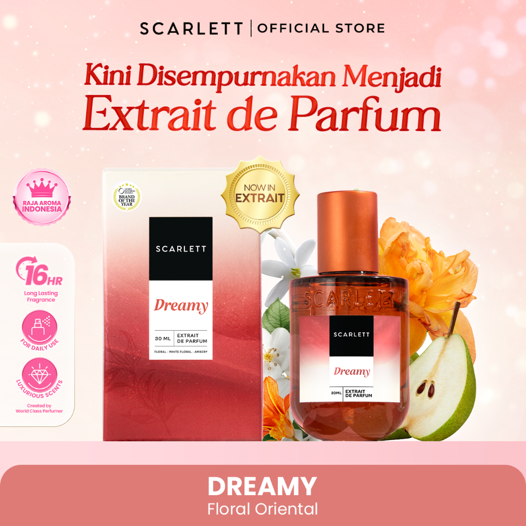 Scarlett Whitening Extrait De Parfum Dreamy 30ml - Parfum dengan Aroma Wangi Mewah Segar & Tahan Lam