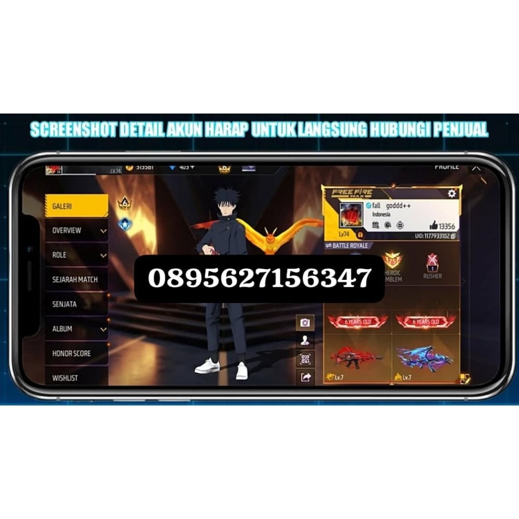 AKUN FF SULTAN-LEVEL TINGGI, SKIN LENGKAP READY AKUN FF MURAH-BAGUS FULL SKIN