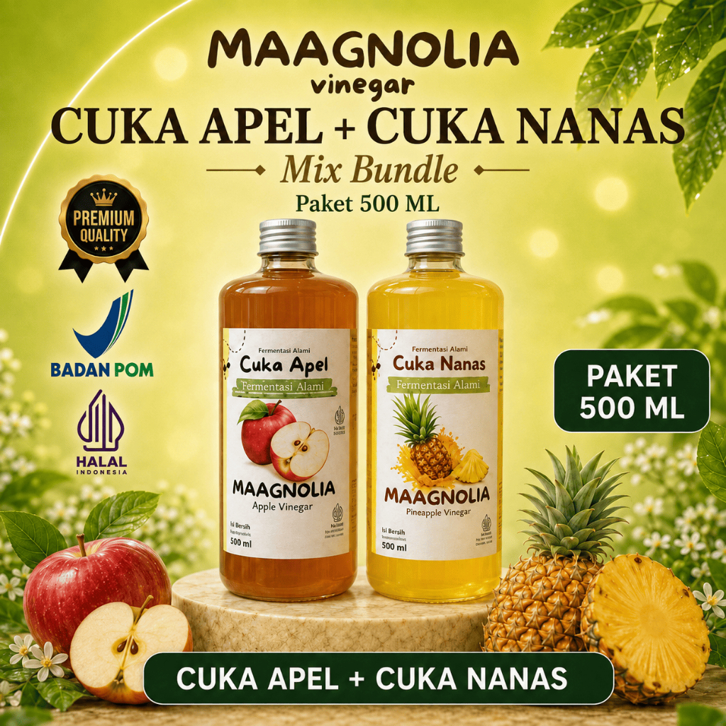 Maagnolia Cuka Apel + Cuka Nanas With Mother Asli 500 ml