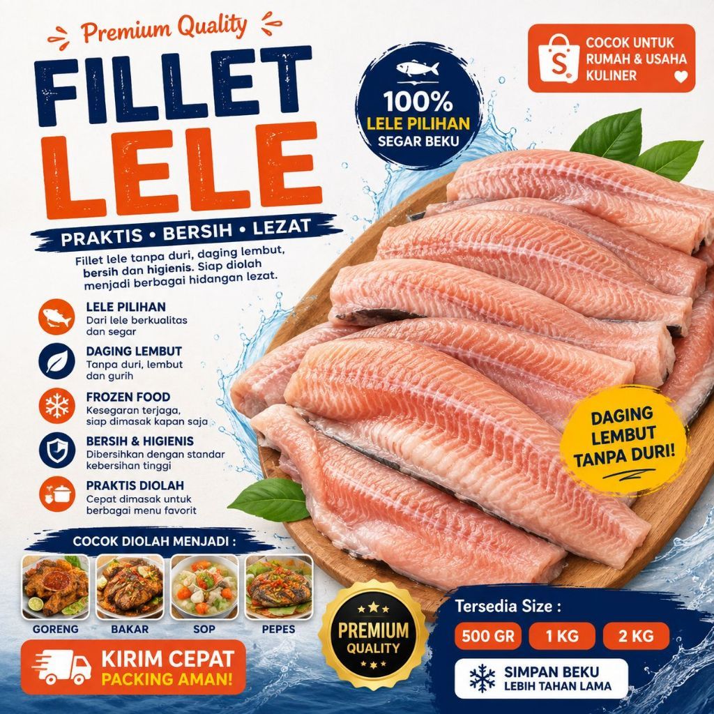 Fillet Lele Premium Frozen 1 Kg | Daging Lele Lembut Tanpa Duri