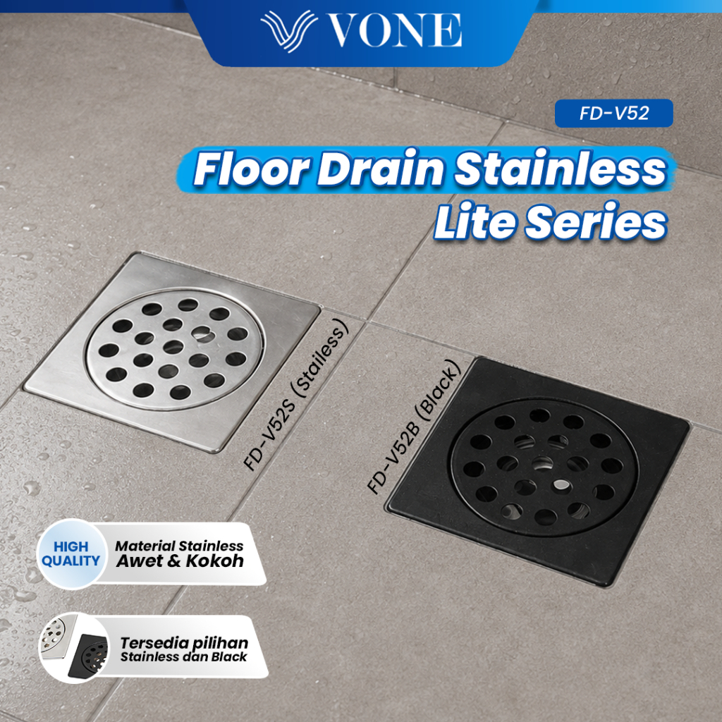 VONE Floor Drain Saringan Got Kamar Mandi Lantai Stainless Black ( VONE LITE )