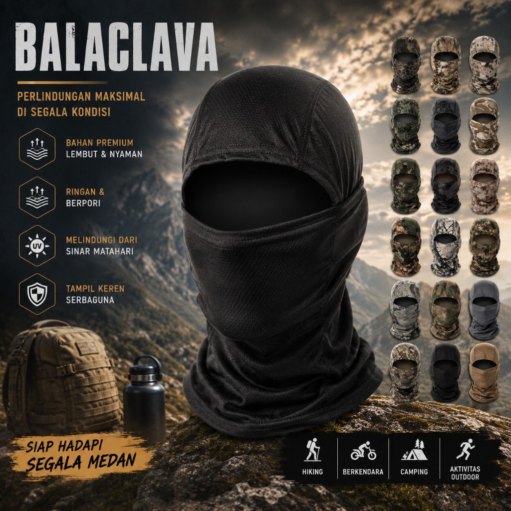 [SEBO NEW] Sebo Balacalava Pria Masker Wajah Pria Sebo Pelingdung Kepala Bahan Katun Lembut Terbaru 