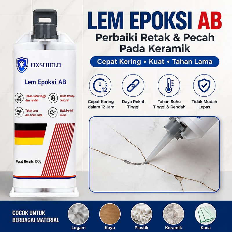 Lem AB Epoxy Keramik Marmer Granit Perekat Super Kuat untuk Reparasi dan Perbaikan Batu