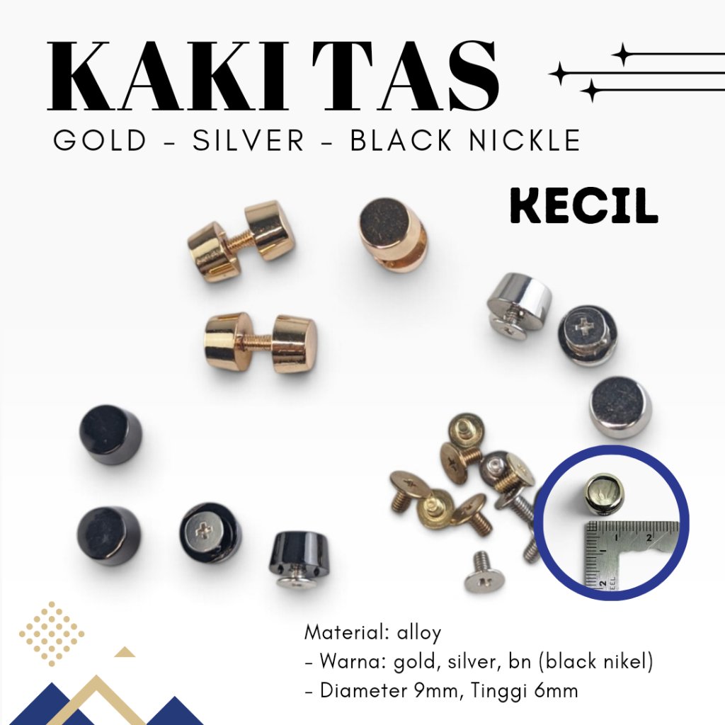 Kaki Tas Mur Baut Sekrup Kecil/ Stand Bag/ Bag Bottom Nails/ Aksesoris Tas