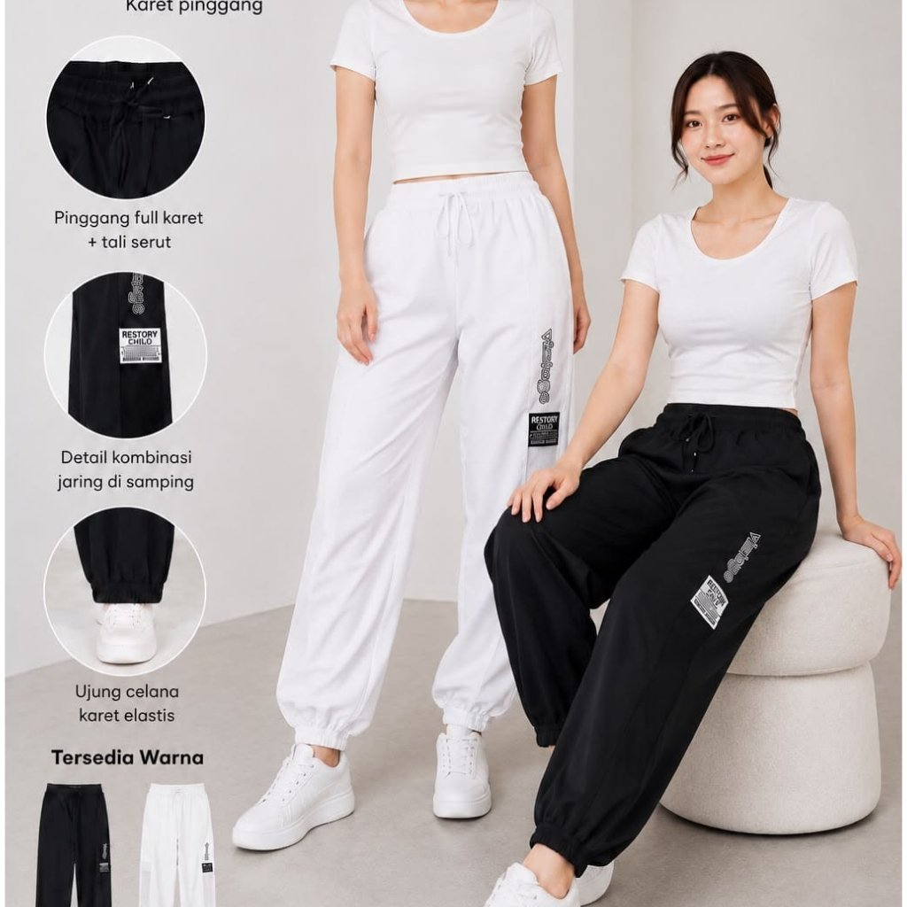 Viki Training Pants Jogger Wanita Polyester Premium LP65-110 PJ92 Celana Olahraga Green Outfit