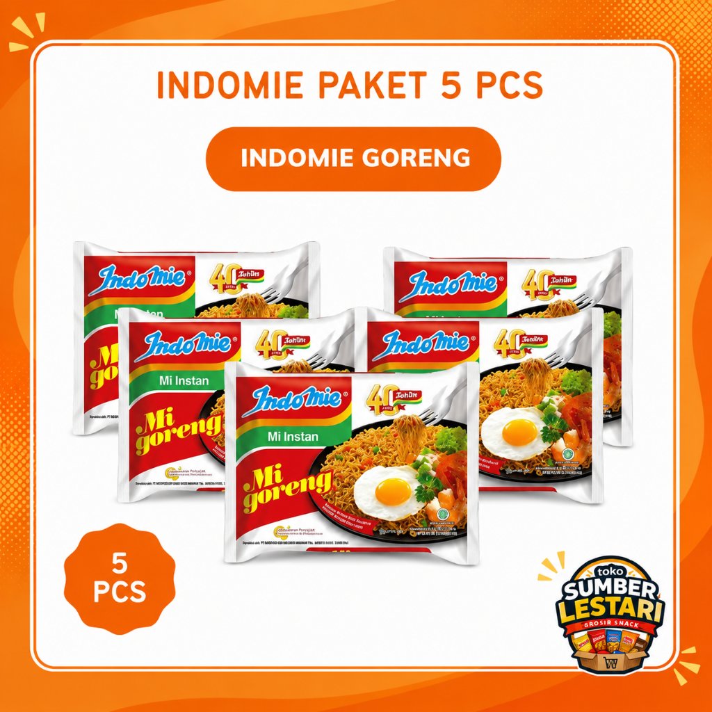 Indomie Mi Instan Goreng 5 Pcs Mie Goreng Instant Isi 5 Bungkus Indomie Goreng Original Stok Warung 