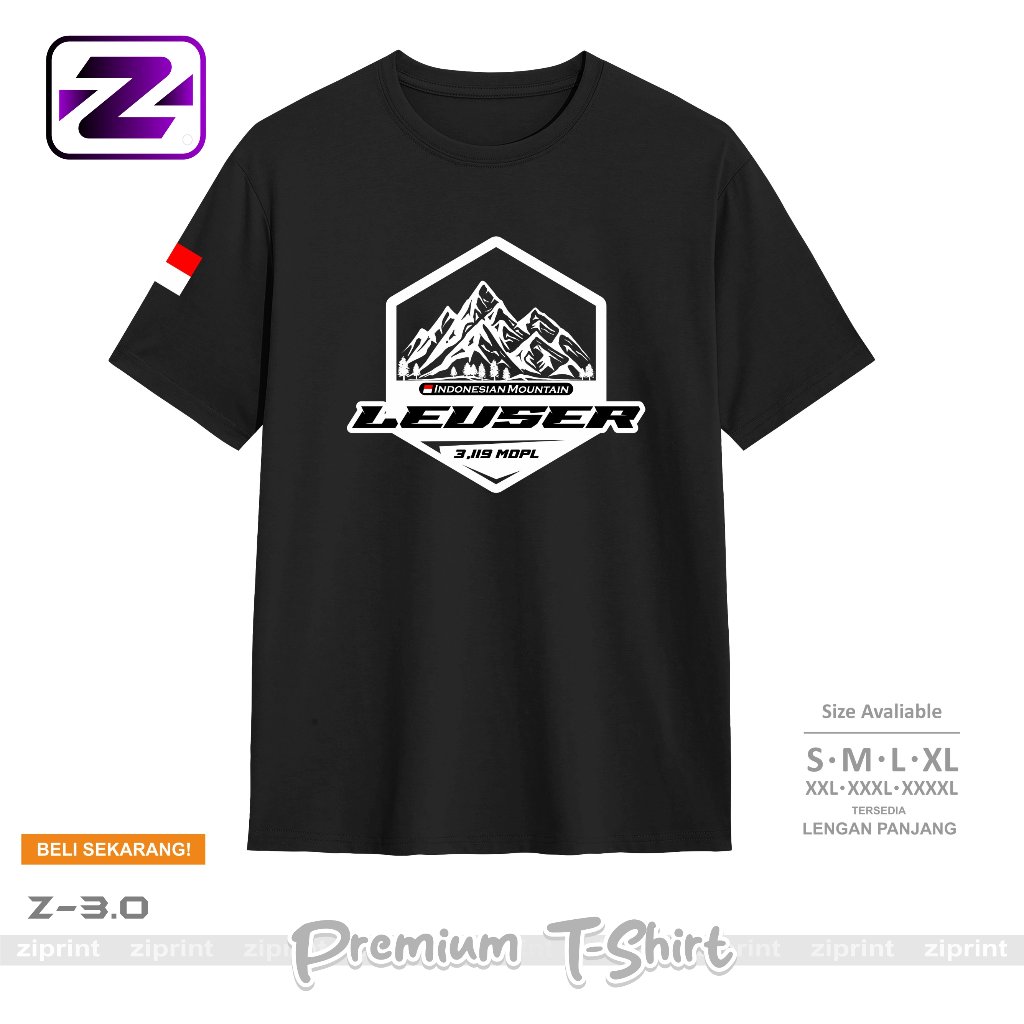 Baju Kaos Gunung Leuser 3119 mdpl T-Shirt Pria Wanita Kaos Pendaki