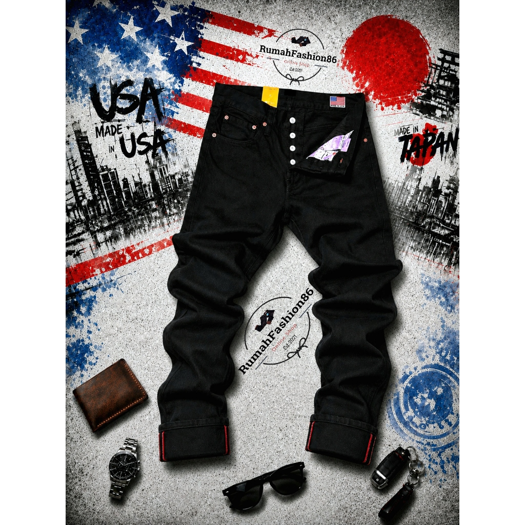 [FREE ONGKIR XTRA] PROMO CELANA JEANS ORIGINAL DENIM SELVEDGE PRIA - CELANA PANJANG CASUAL PRIA - DE