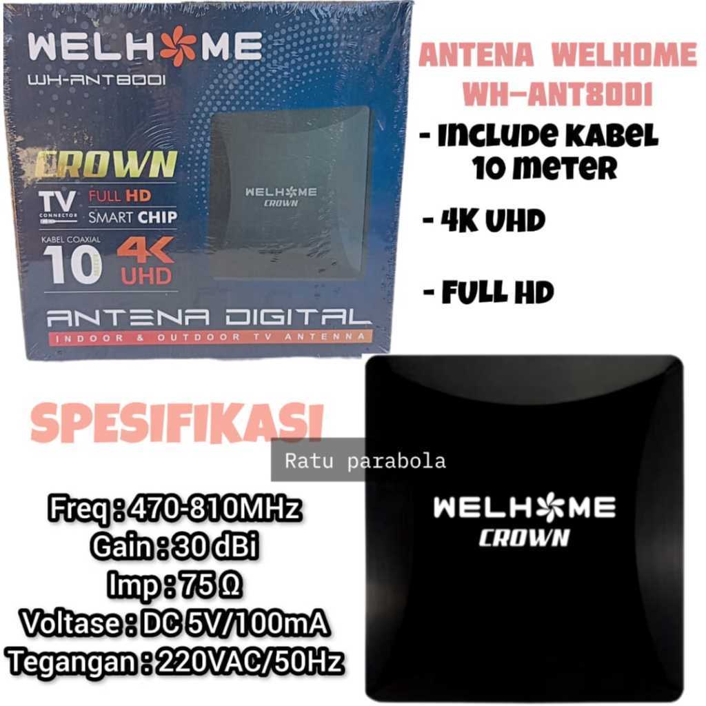 ANTENA TV DIGITAL WELHOME WH-ANT8001 INCLUDE KABEL 10 METER - antena welhome ant 8001 crown indoor o