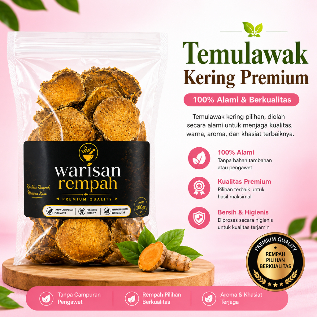 Temulawak Kering Premium Asli Herbal Alami