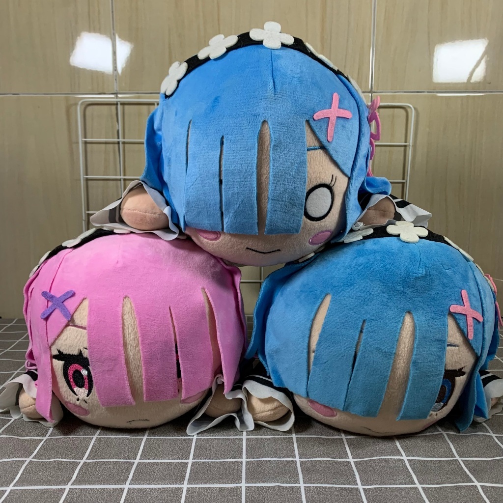 Boneka Anime Re Zero Nesoberi Jumbo Ram Rem Plush Original