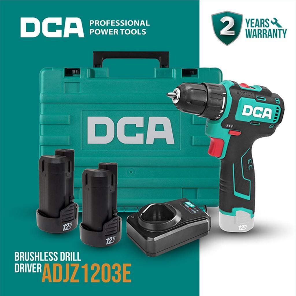 DCA ADJZ1203E Mesin Bor Baterai 10mm 12 volt brushless Cordless Drill 12V