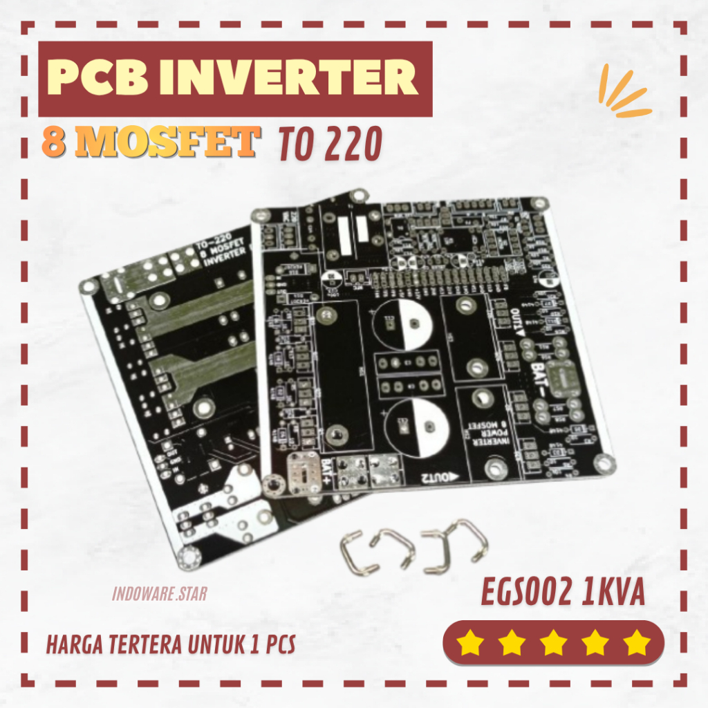 PCB INVERTER 8 MOSFET TO 220 MOSFET KECIL PSW PURE SINE WAVE 1000W 1KVA EGS002 LF BONUS SHUNT 1000 W