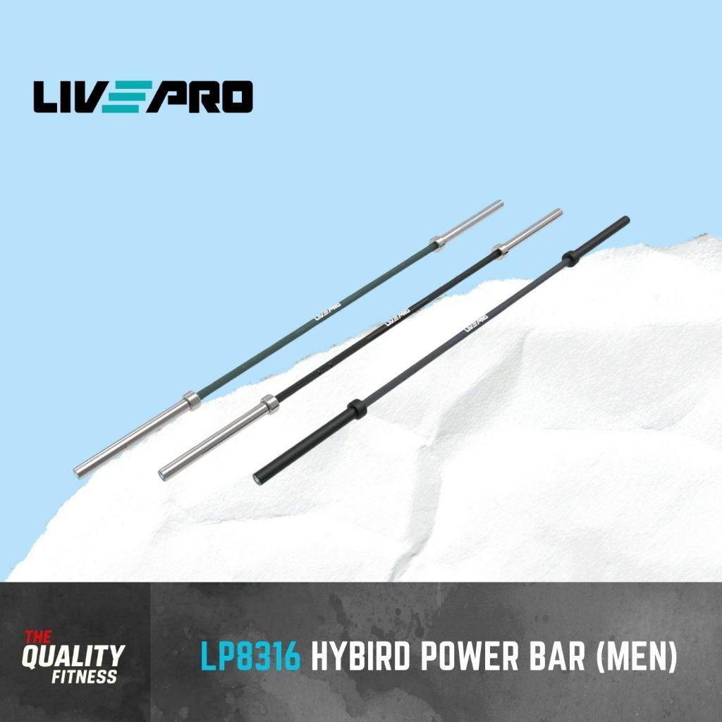 LIVEPRO LP8316 Hybrid Power Bar Men 20Kg – Olympic Barbel Barbell Angkat Beban Gym Fitness