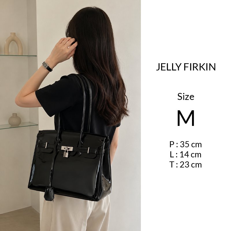Jelly Firkin Bag Tote Bag Wanita Transparan PVC Jelly Tas Tangan Shoulder Bag Fashion