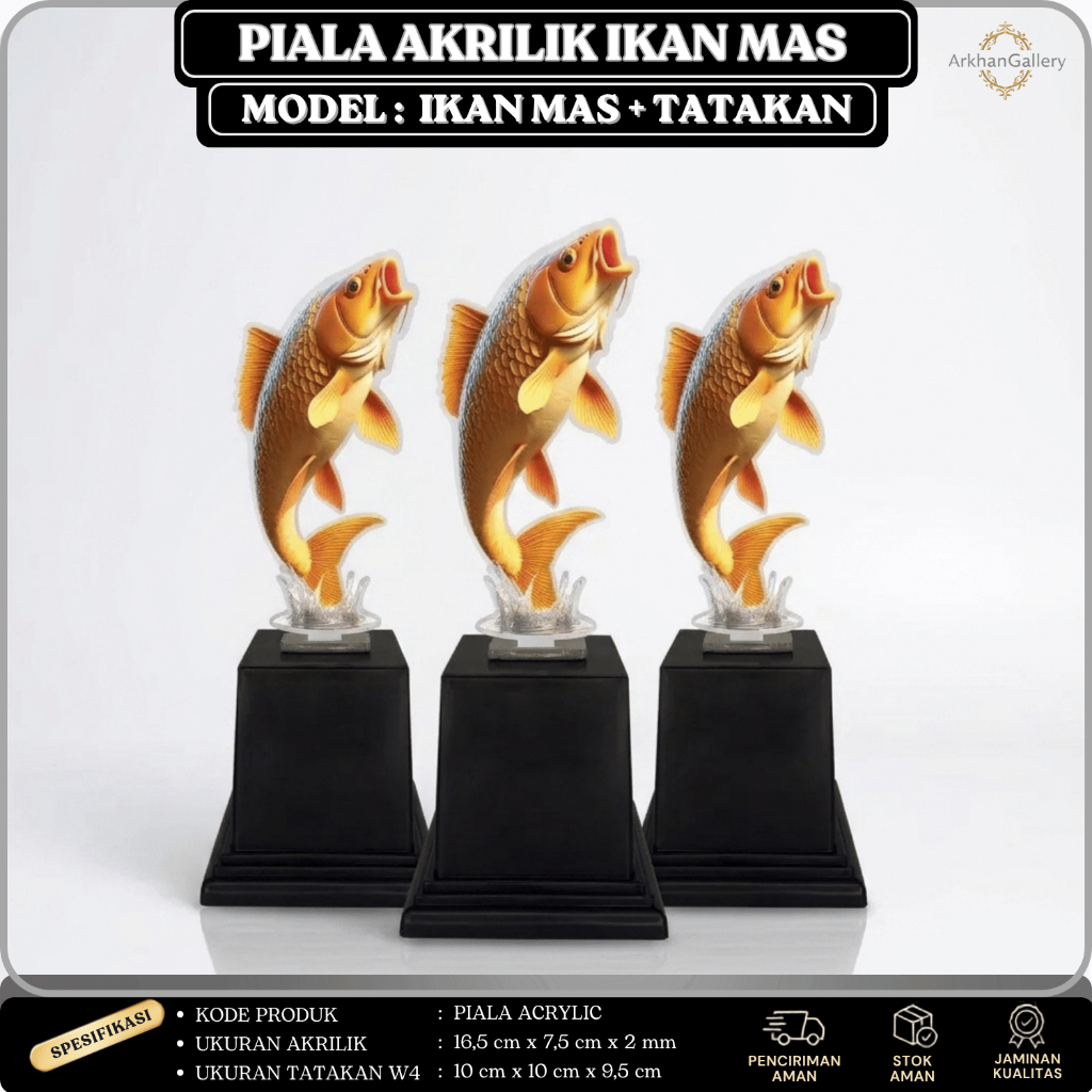 HADIAH JUARA MANCING Piala Akrilik Custom Ikan Mas / Carp | Trophy Lomba Memancing | Piala Souvenir 