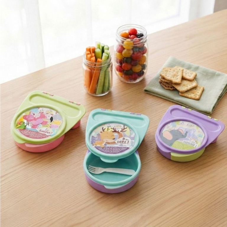 Lunch Box Set Amalfi Box Kotak Makan Kado Souvenir Ultah Omprengan Tempat Bekal + Bonus Sendok & Gar