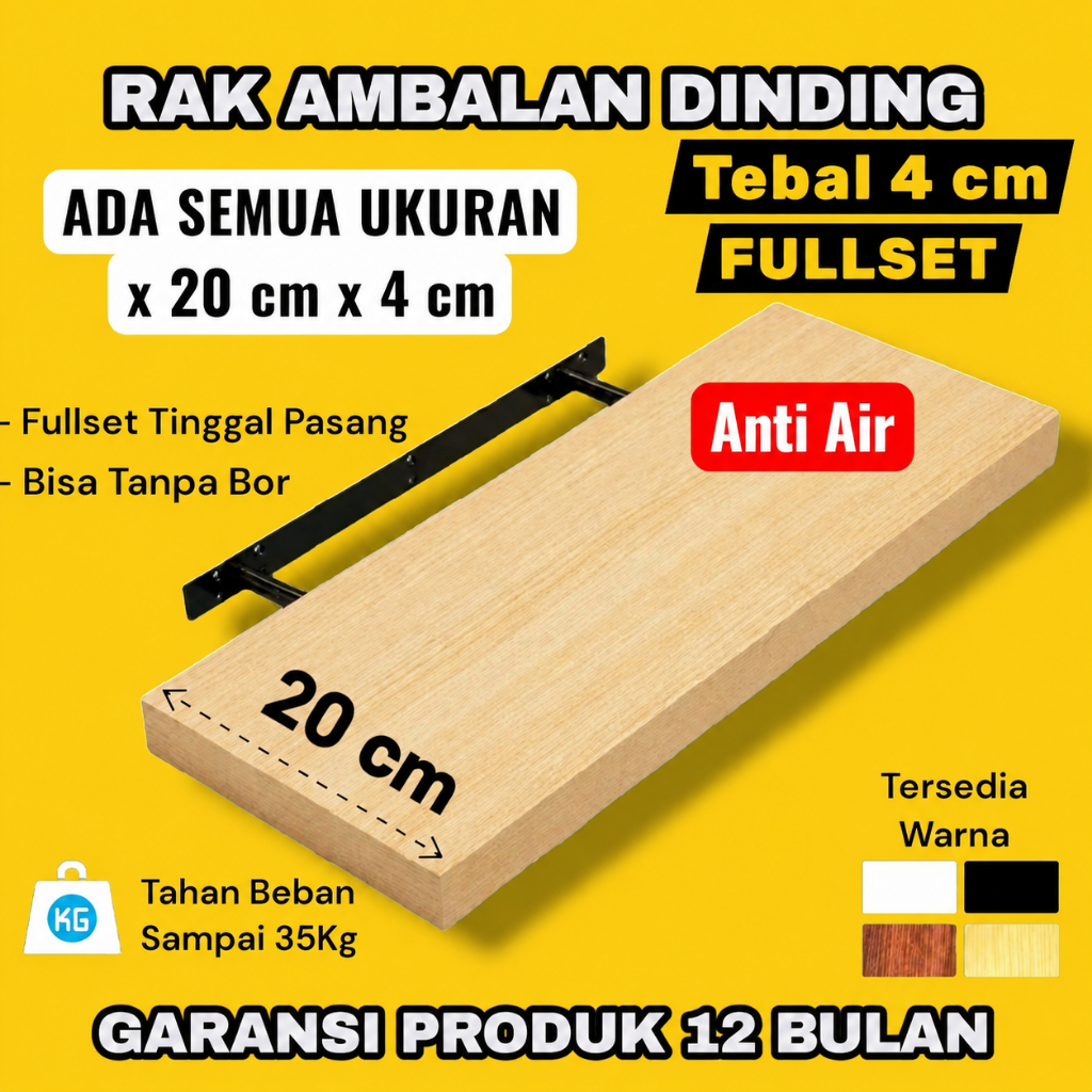 Ambalan Dinding minimalis Ada semua ukuran Lebar 20 cm Tebal 4 cm hiasan dinding melayang RAK TV ser