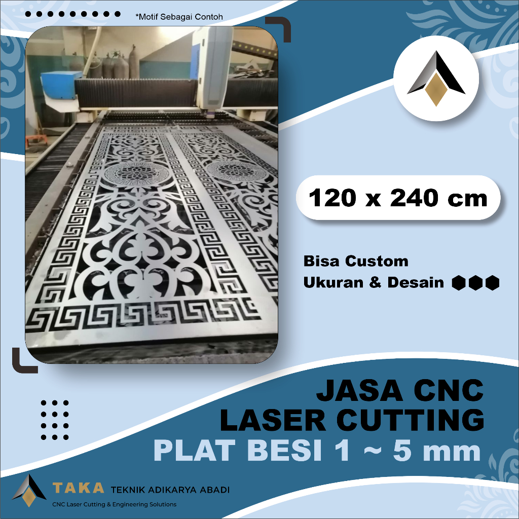 Laser Cutting Plat Besi 1~5 mm – Ukuran 120 x 240 cm