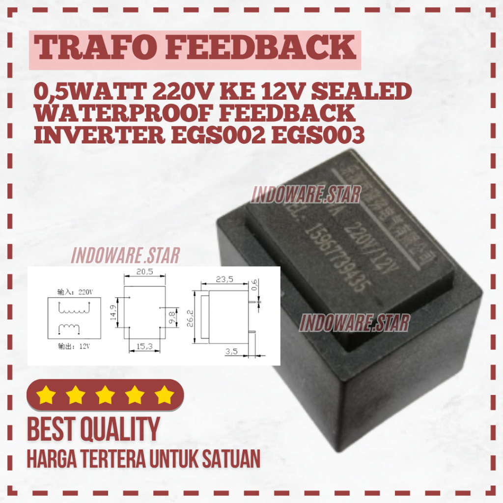 Trafo Feedback tratransformator trafo travo 0.5W 0,5watt 220v ke 12v 220volt ke 12volt sealed waterp