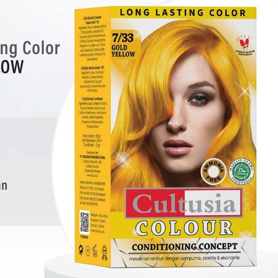 Cultusia Cat Rambut Hair Color Gold Yellow 7/33 30 ML
