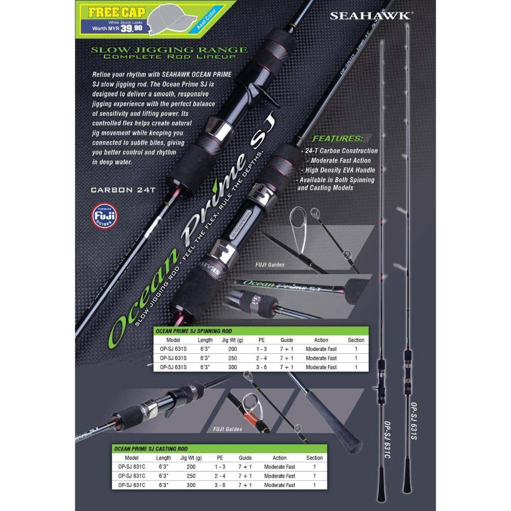 Rod / JORAN SEAHAWK OCEAN PRIME SJ SLOW JIGGING (FREE CAP / TOPI)