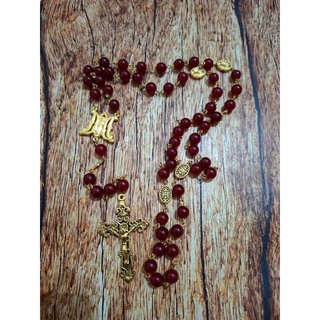 Kalung rosario batu agate merah