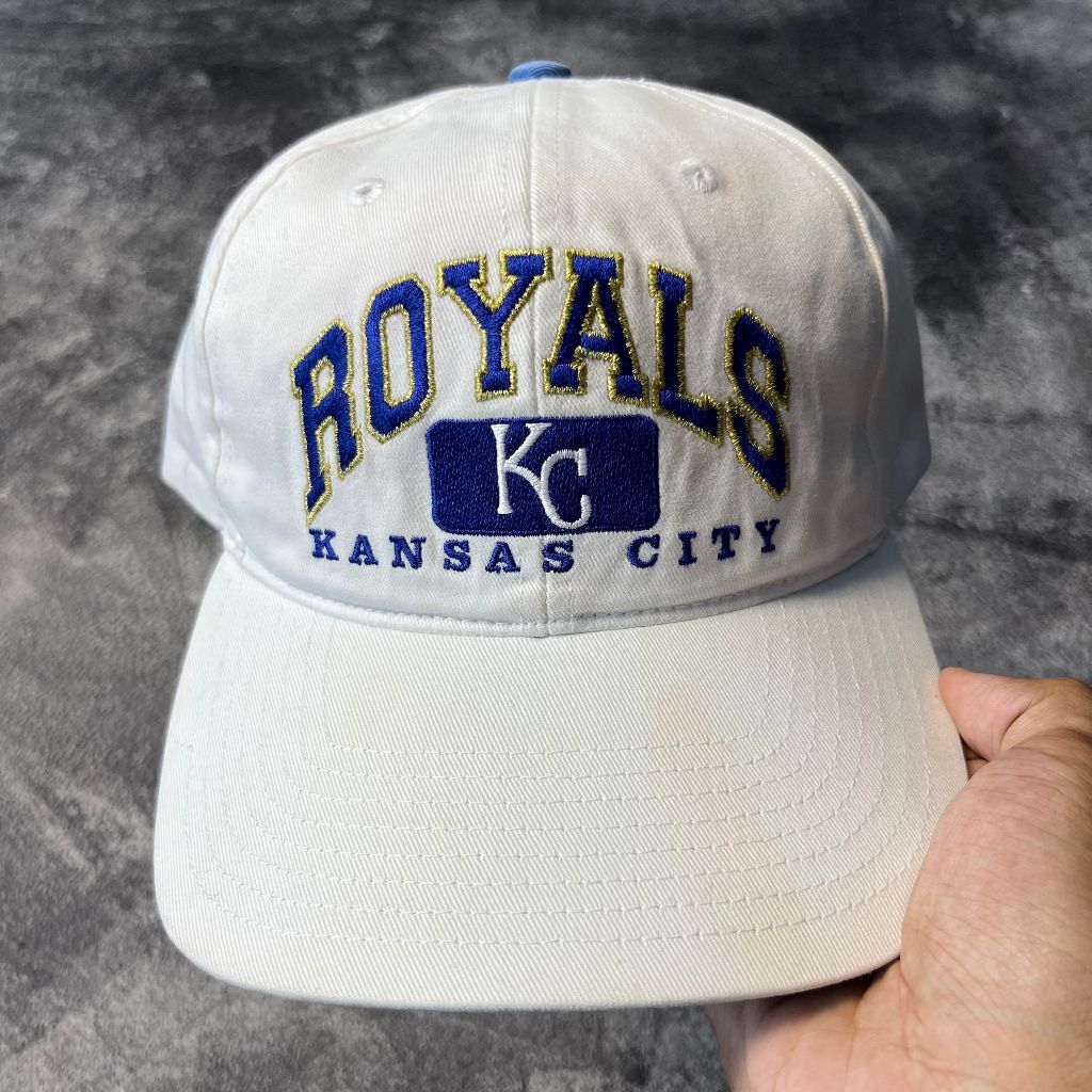 Topi Vintage MLB Kansas City Royals KC Putih Original Baseball Basket Hockey Football Olahraga