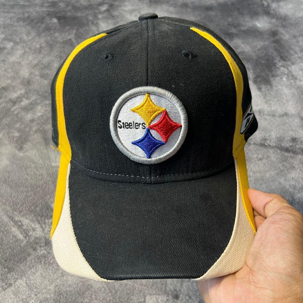 Topi Reebok NFL Pittburgh Steelers Hitam Original Baseball Basket Hockey Football Olahraga
