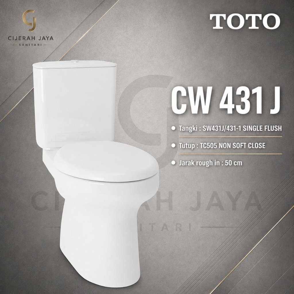 KLOSET DUDUK TOTO CW431J SINGLE FLUSH / MONOBLOK CLOSET TOTO CW 431J CW 431 J