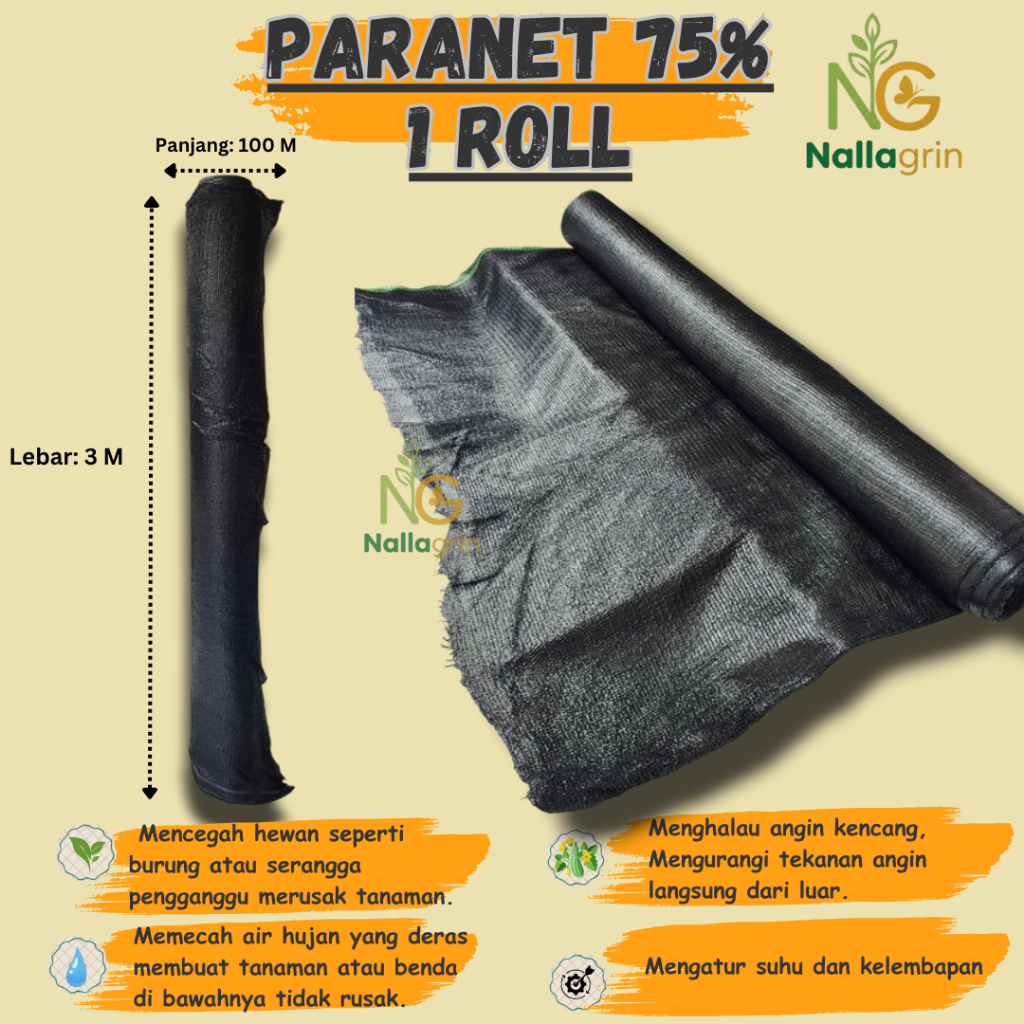 Paranet 1 Roll Filter UV 75% Jaring Pelindung Sinar Matahari Tanaman