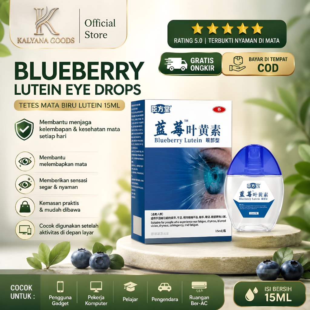 Blueberry Lutein Eye Drops 15ml – Tetes Mata Pelembap untuk Mata Kering & Lelah