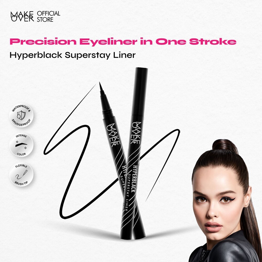 [MUA PICK] MAKE OVER Hyperblack Superstay Liner - Eyeliner BEST SELLER Hitam Pigmented Waterproof Sm