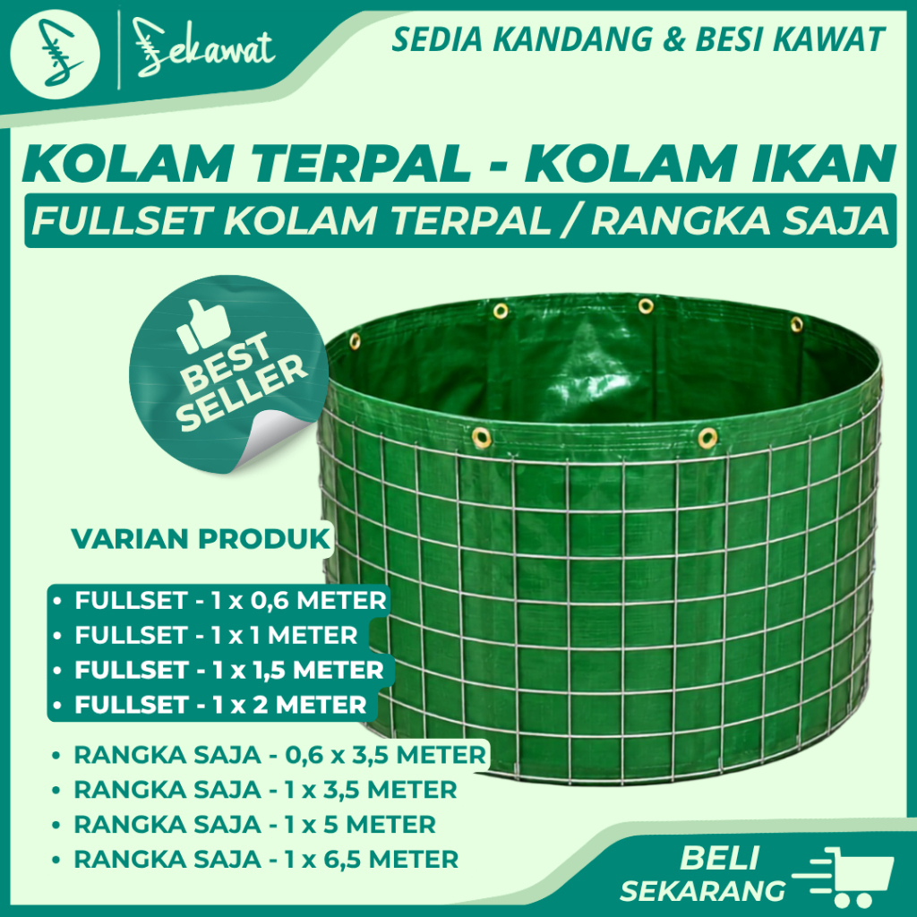 Fullset Kolam Terpal Ternak Ikan - Bisa Rangka Wiremesh Saja