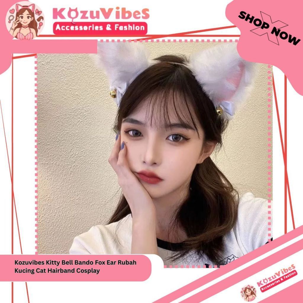 Kozuvibes Kitty Bell Bando Fox Ear Rubah Kucing Cat Hairband Cosplay