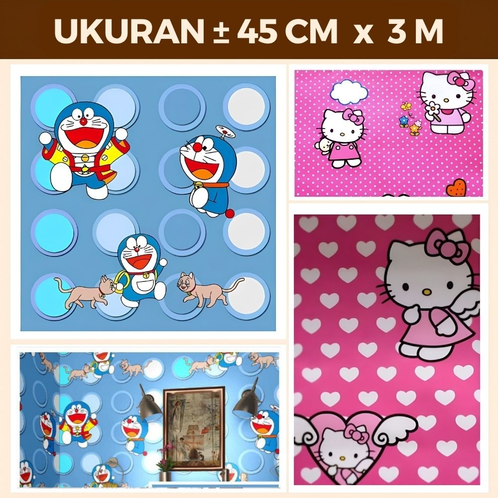 Wallpaper Stiker Dinding Kamar Tidur Anak Motif Doraemon Dekorasi Ruang Tamu Walpaper Doraemon