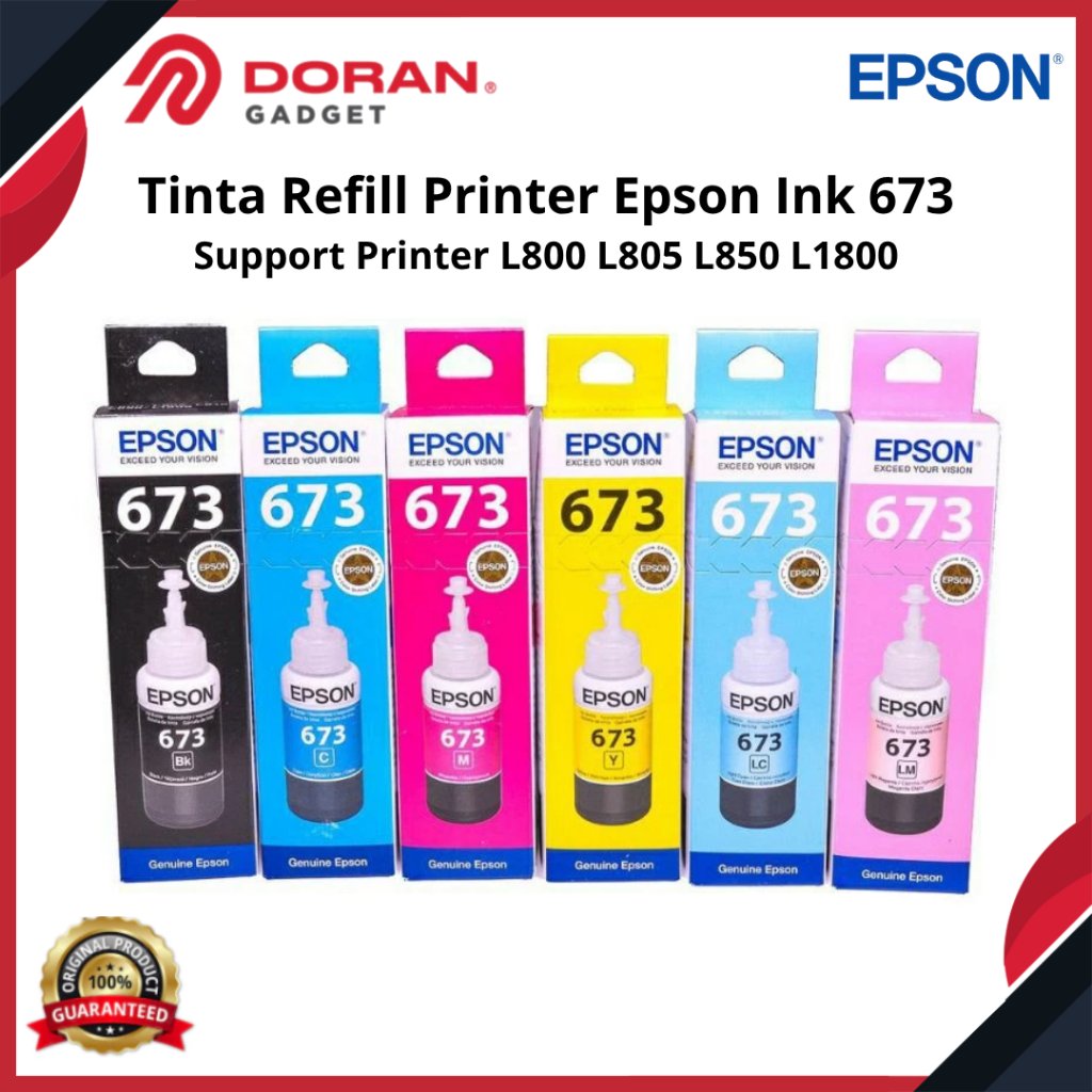 Tinta Refill Printer Epson Ink 673 T673 Original Tinta Printer L800 L805 L850 L1800 Bergaransi Resmi