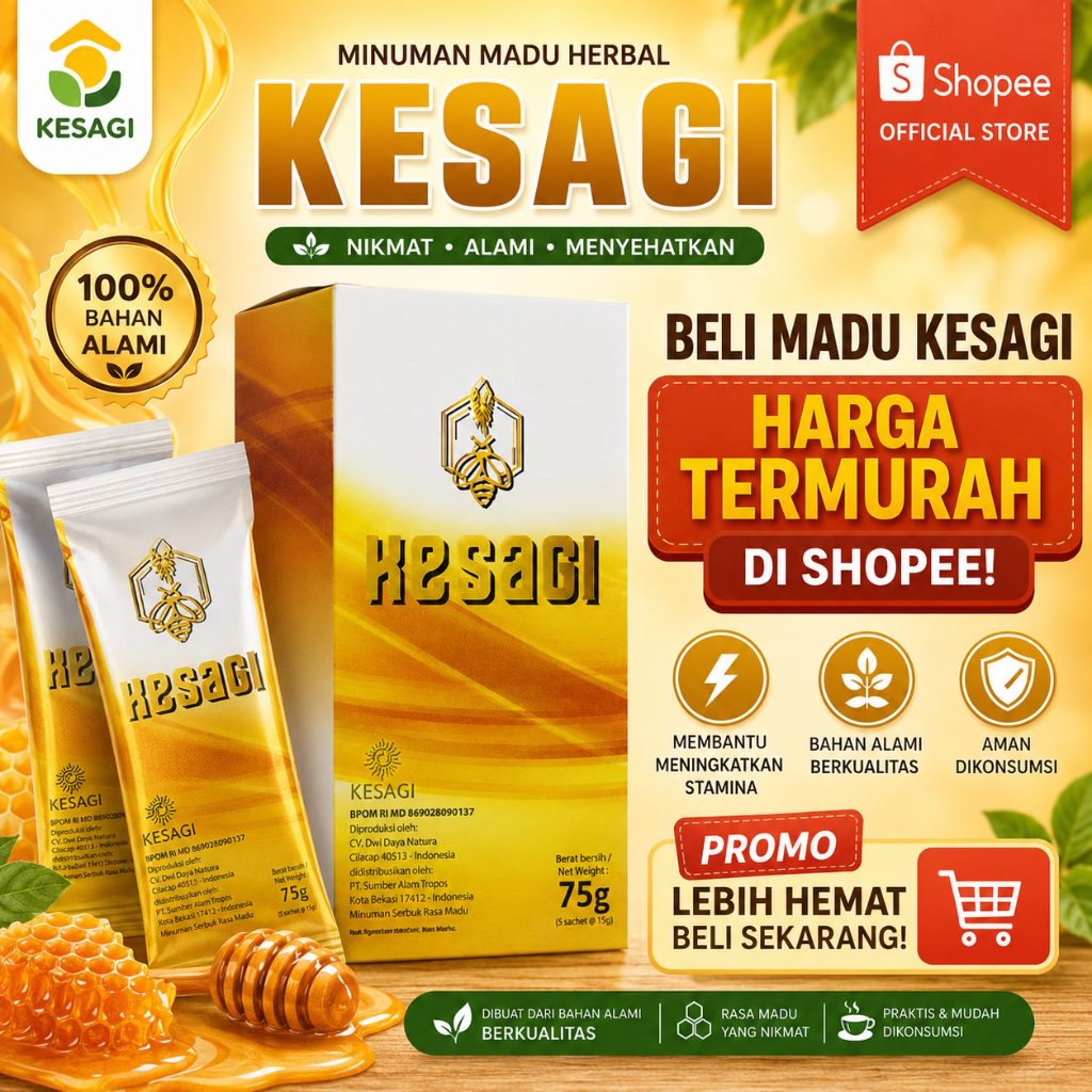 MINUMAN HERBAL BUBUK KESAGI ASLI ORIGINAL SUPLEMEN MADU 1 Box Isi 5 Sachet - sicantikberkah