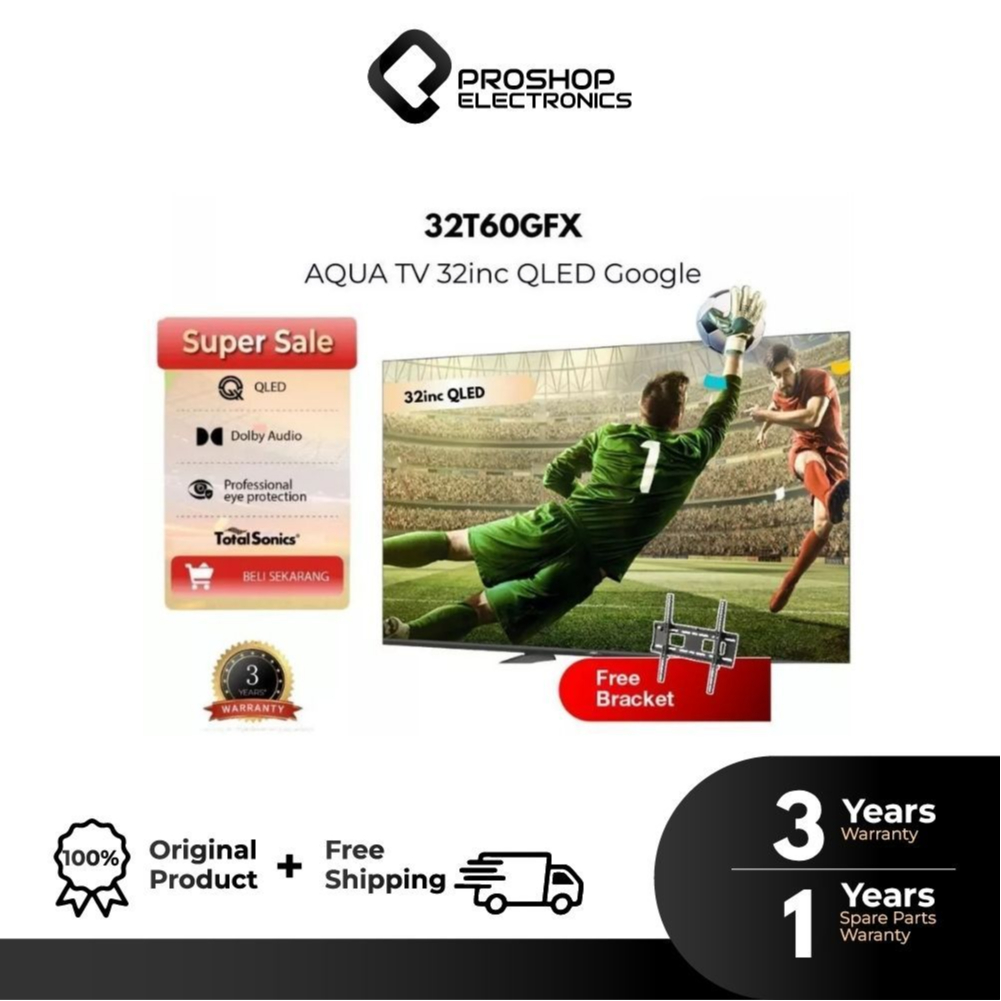 AQUA Google TV QLED Bezelles- Google Play/Netflix/Youtube/Disney+Hotstar 32T60GFX