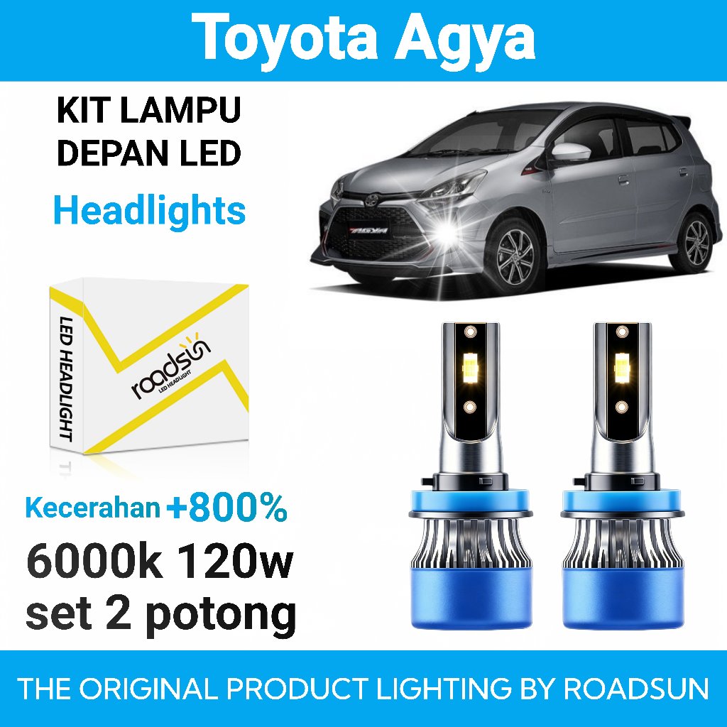 Paket Lampu depan mobil Toyota Agya LED H11 Foglamp 6000K