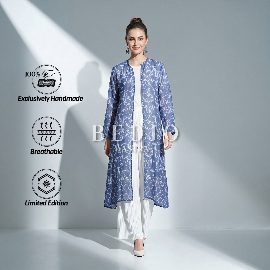 long outer blezer batik modern abstrak kontemporer model terbaru